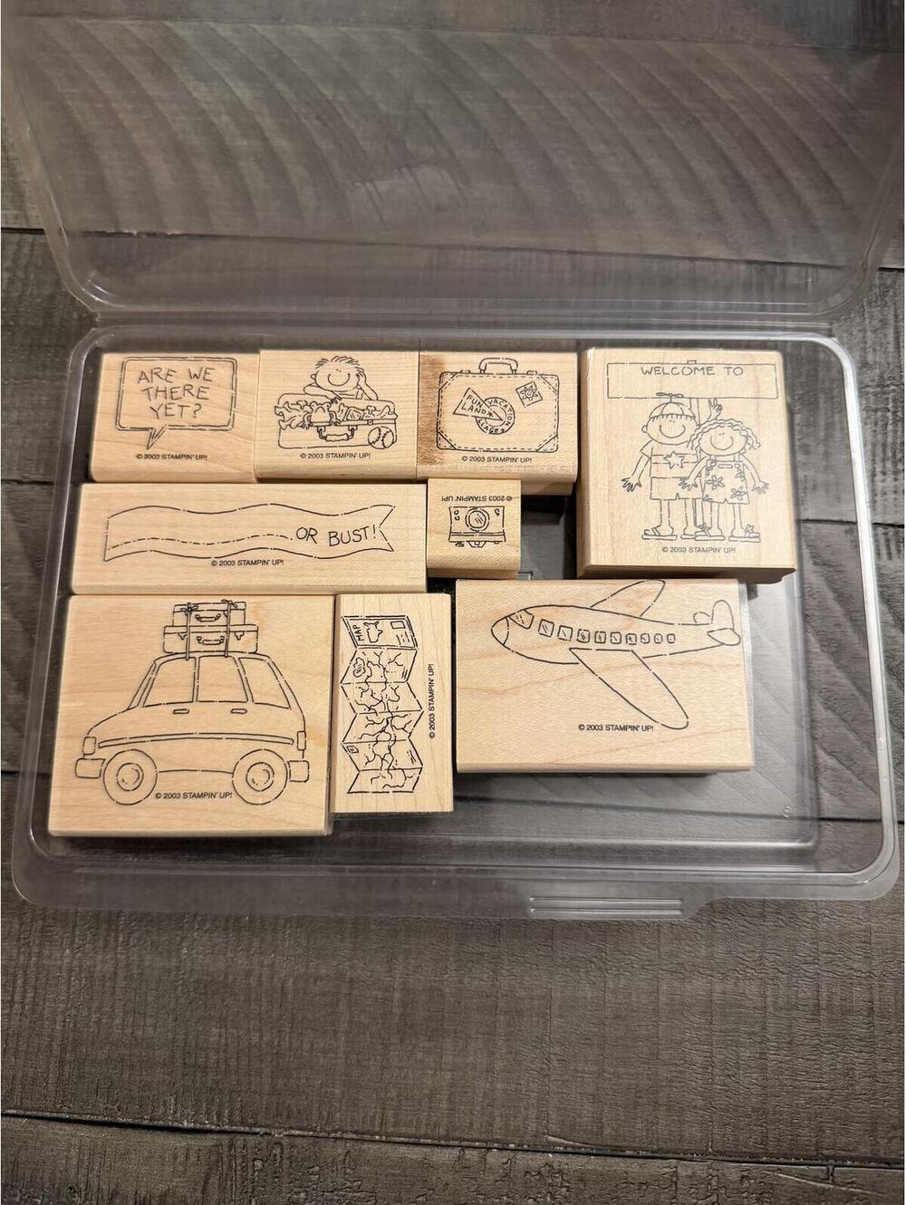 Stampin’ Up Travel Time 2003 wood block rubber stamp set
